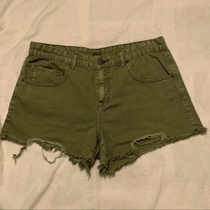 Urban Outfitters High Waisted Green distressed shorts